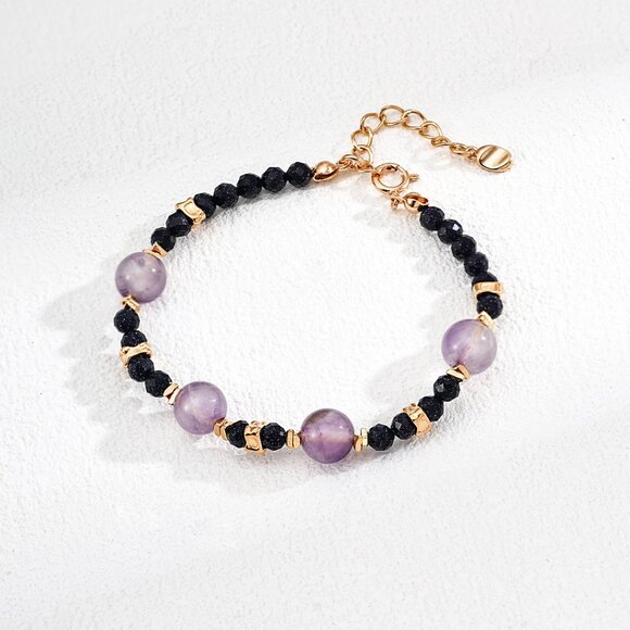 ✨ Artisan Original Design Amethyst & "Galaxy" Sandstone Bracelet | S925 - Picture 1 of 7